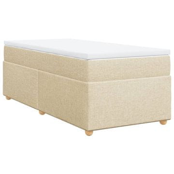 Vidaxl Box spring postelja z vzmetnico krem 90x200 cm blago