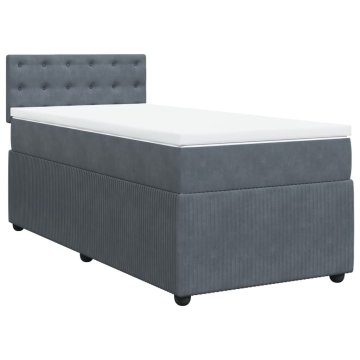 Vidaxl Box spring postelja z vzmetnico temno siva 90x200 cm žamet