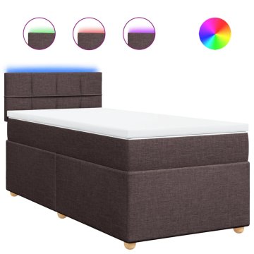 Vidaxl Box spring postelja z vzmetnico temno rjav 90x190 cm blago