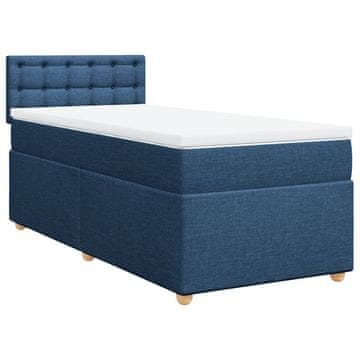 Vidaxl Box spring postelja z vzmetnico modra 90x190 cm blago