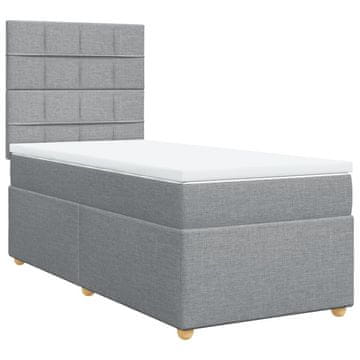 Vidaxl Box spring postelja z vzmetnico svetlo siva 90x200 cm blago