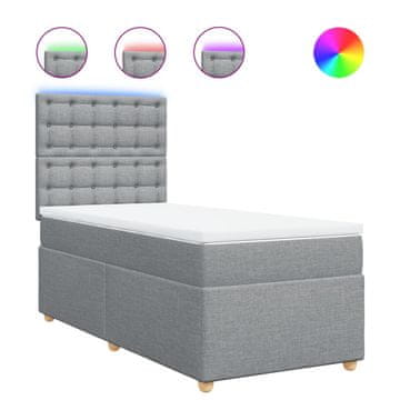 Vidaxl Box spring postelja z vzmetnico svetlo siva 90x200 cm blago