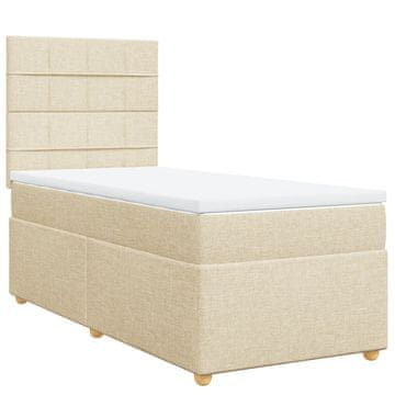 Vidaxl Box spring postelja z vzmetnico krem 80x200 cm blago