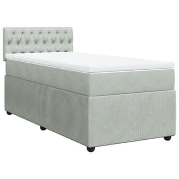 Vidaxl Box spring postelja z vzmetnico svetlo siva 80x200 cm žamet