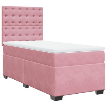 Vidaxl Box spring postelja z vzmetnico roza 80x200 cm žamet