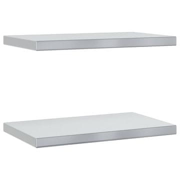 Vidaxl Stenske police 2 kosa 50x30 cm srebrna nerjaveče jeklo