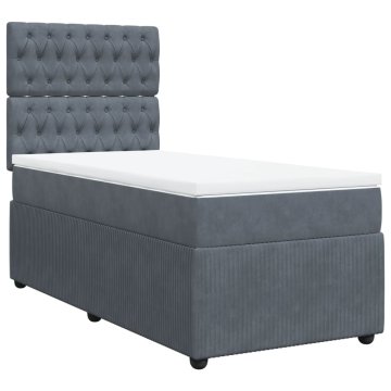 Vidaxl Box spring postelja z vzmetnico temno siva 80x200 cm žamet