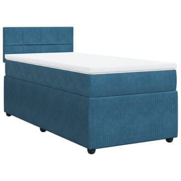 Vidaxl Box spring postelja z vzmetnico modra 100x200 cm žamet