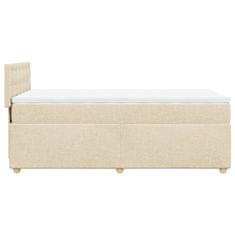 Vidaxl Box spring postelja z vzmetnico krem 90x190 cm blago