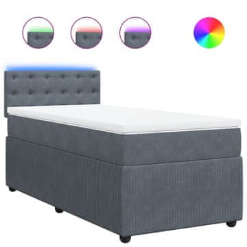 Vidaxl Box spring postelja z vzmetnico temno siva 80x200 cm žamet