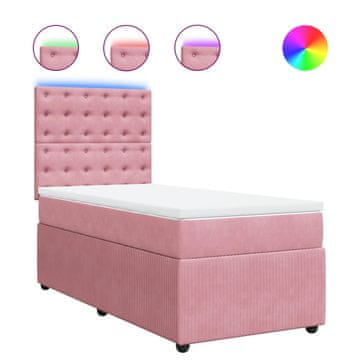 Vidaxl Box spring postelja z vzmetnico roza 90x190 cm žamet