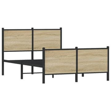 Vidaxl Kovinski posteljni okvir brez vzmetnice sonoma hrast 120x200 cm