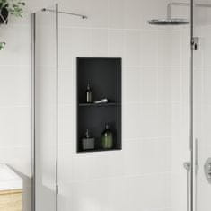Vidaxl Niša za tuš kabino mat črna 32x62x9 cm nerjaveče jeklo