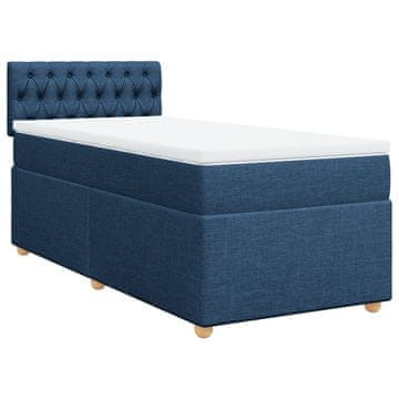 Vidaxl Box spring postelja z vzmetnico modra 100x200 cm blago