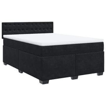 Vidaxl Box spring postelja z vzmetnico črna 140x200 cm žamet