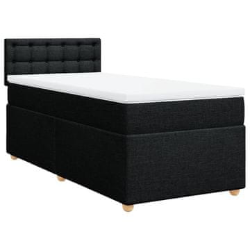 Vidaxl Box spring postelja z vzmetnico črna 100x200 cm blago