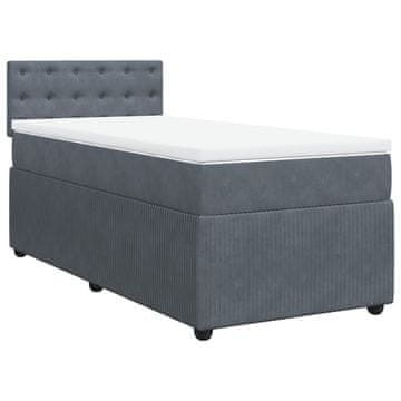 Vidaxl Box spring postelja z vzmetnico temno siv 90x190 cm žamet
