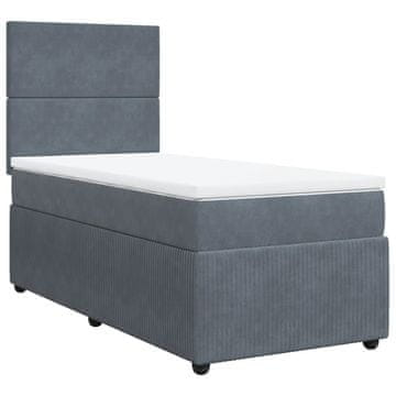 Vidaxl Box spring postelja z vzmetnico temno siva 80x200 cm žamet