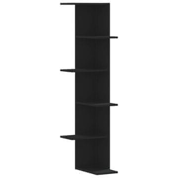Vidaxl Stenska kotna polica črna 36,5x36,5x140 cm inženirski les