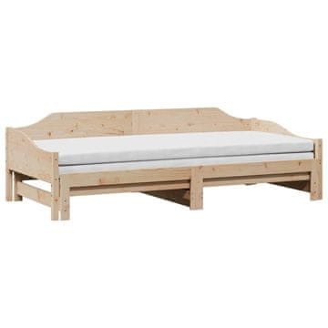 Vidaxl Izvlečna dnevna postelja 90x190 cm trdna borovina