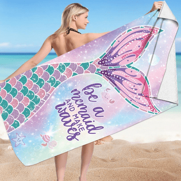 Ljubki dom Brisača za plažo BE A MERMAID 70 x 150 cm pisana
