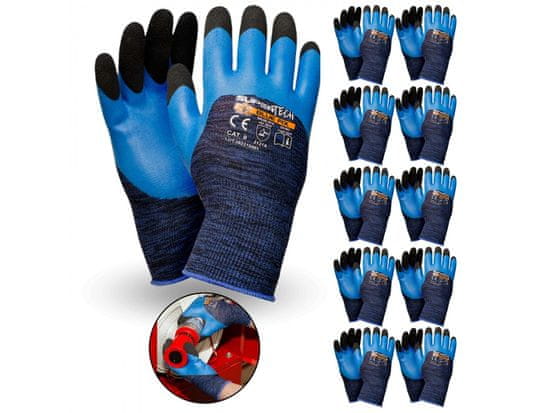 sarcia.eu Super Tech Blue Fix Modre zaščitne delovne rokavice, 11 parov