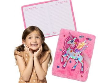 STARPAK Enorog Roza, plišast zvezek/dnevnik v črte A5