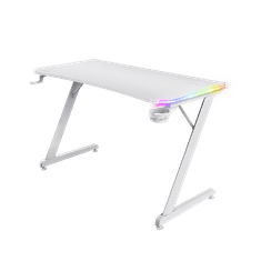 Trust GXT 709W Luminus gaming miza, RGB, bela