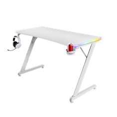 Trust GXT 709W Luminus gaming miza, RGB, bela