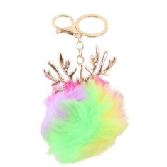 Flamenco Mystique Neonski obesek za ključe iz rogov, dolžina 9 cm, širina 7 cm, s verižico 14 cm