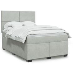 Vidaxl Box spring postelja z vzmetnico svetlo siva 140x200 cm žamet