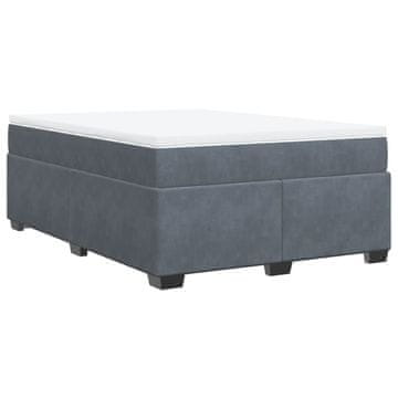 Vidaxl Box spring posteljni z vzmetnico temno siv 140x190 cm žamet
