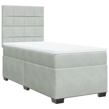 Vidaxl Box spring postelja z vzmetnico svetlo siva 80x200 cm žamet