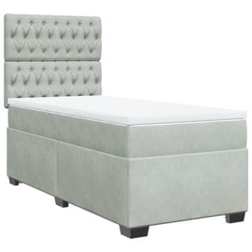 Vidaxl Box spring postelja z vzmetnico svetlo siva 100x200 cm žamet