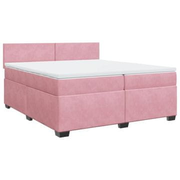 Vidaxl Box spring postelja z vzmetnico roza 200x200 cm žamet