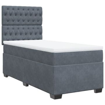 Vidaxl Box spring postelja z vzmetnico temno siva 80x200 cm žamet