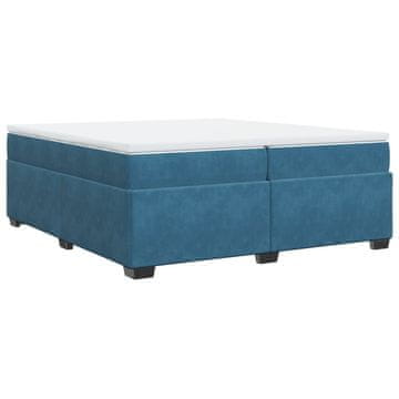 Vidaxl Box spring postelja z vzmetnico temno modra 200x200 cm žamet
