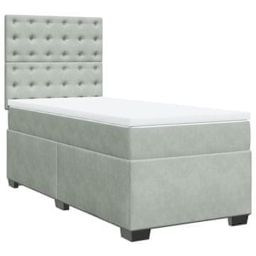 Vidaxl Box spring postelja z vzmetnico svetlo siva 80x200 cm žamet