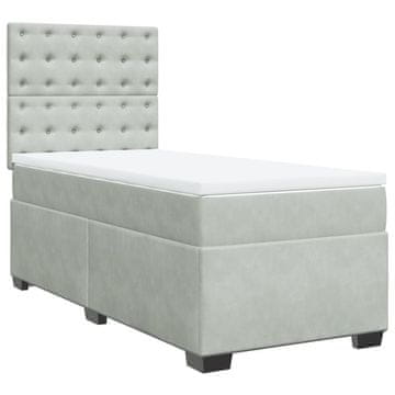 Vidaxl Box spring postelja z vzmetnico svetlo siva 100x200 cm žamet