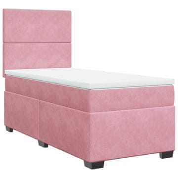 Vidaxl Box spring postelja z vzmetnico roza 90x190 cm žamet
