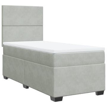 Vidaxl Box spring postelja z vzmetnico svetlo siva 100x200 cm žamet