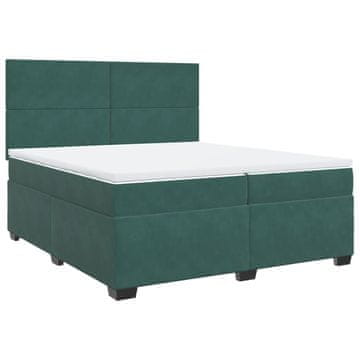 Vidaxl Box spring postelja z vzmetnico temno zelena 200x200 cm žamet