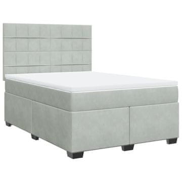 Vidaxl Box spring postelja z vzmetnico svetlo siv 140x190 cm žamet