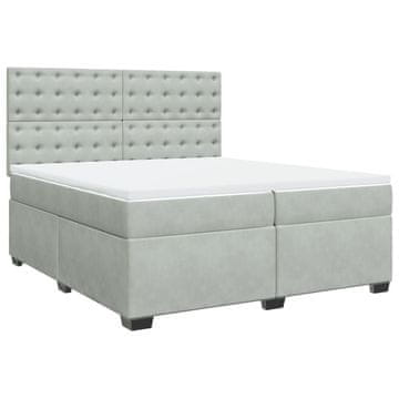 Vidaxl Box spring postelja z vzmetnico svetlo siva 200x200 cm žamet