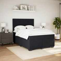 Vidaxl Box spring postelja z vzmetnico črna 160x200 cm žamet
