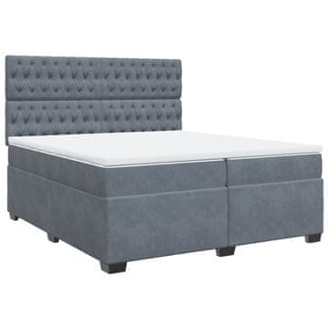 Vidaxl Box spring postelja z vzmetnico temno siva 200x200 cm žamet