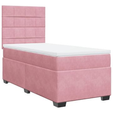 Vidaxl Box spring postelja z vzmetnico roza 100x200 cm žamet