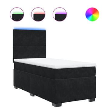 Vidaxl Box spring postelja z vzmetnico črn 90x190 cm žamet