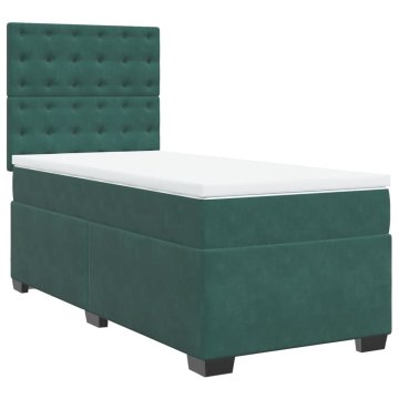 Vidaxl Box spring postelja z vzmetnico temno zelen 90x190 cm žamet