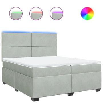Vidaxl Box spring postelja z vzmetnico svetlo siva 200x200 cm žamet